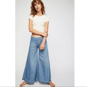 Free People extreme flair button front jeans NWOT